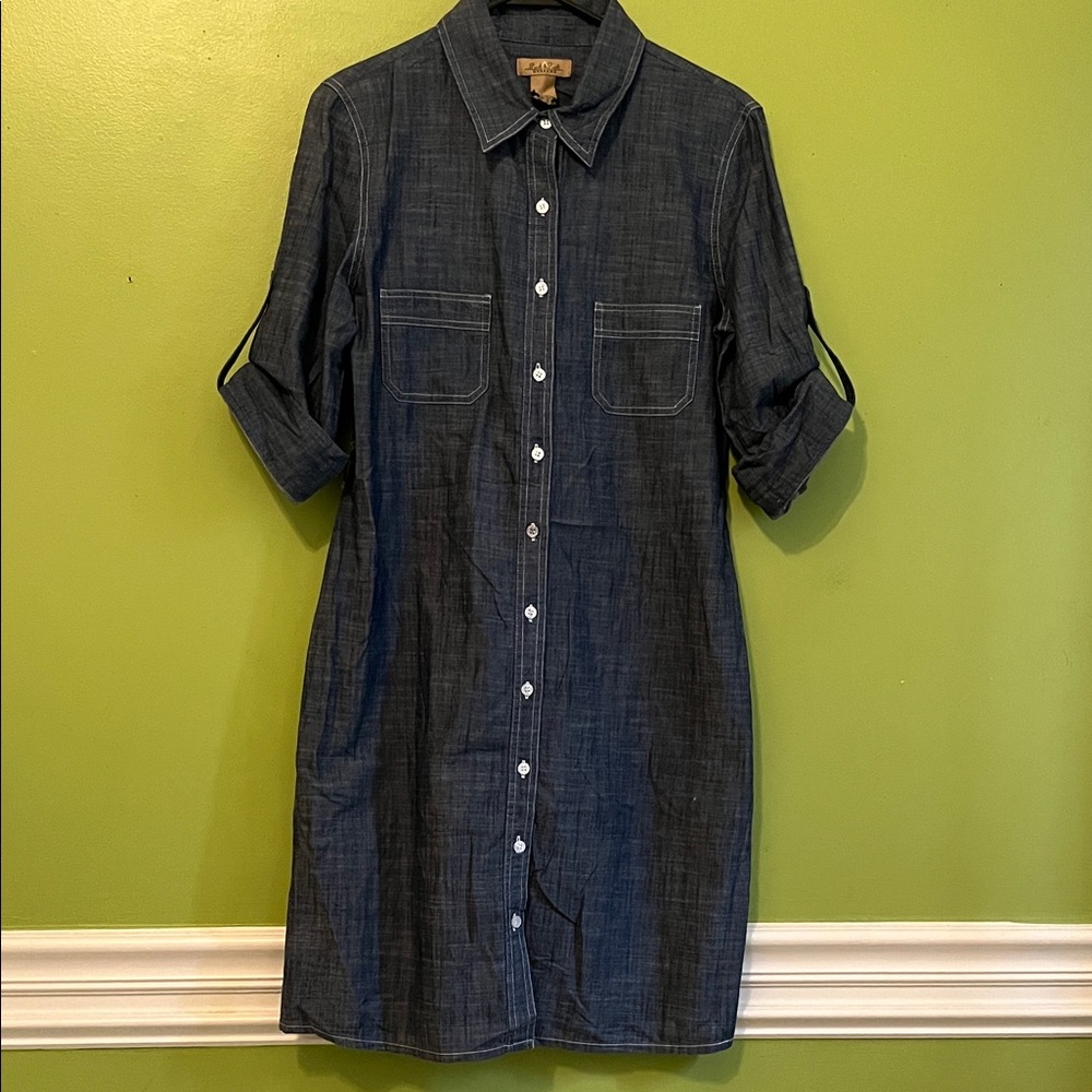 Peck‎ & Peck Weekend Dark Chambray Shirt Dress 100% Cotton